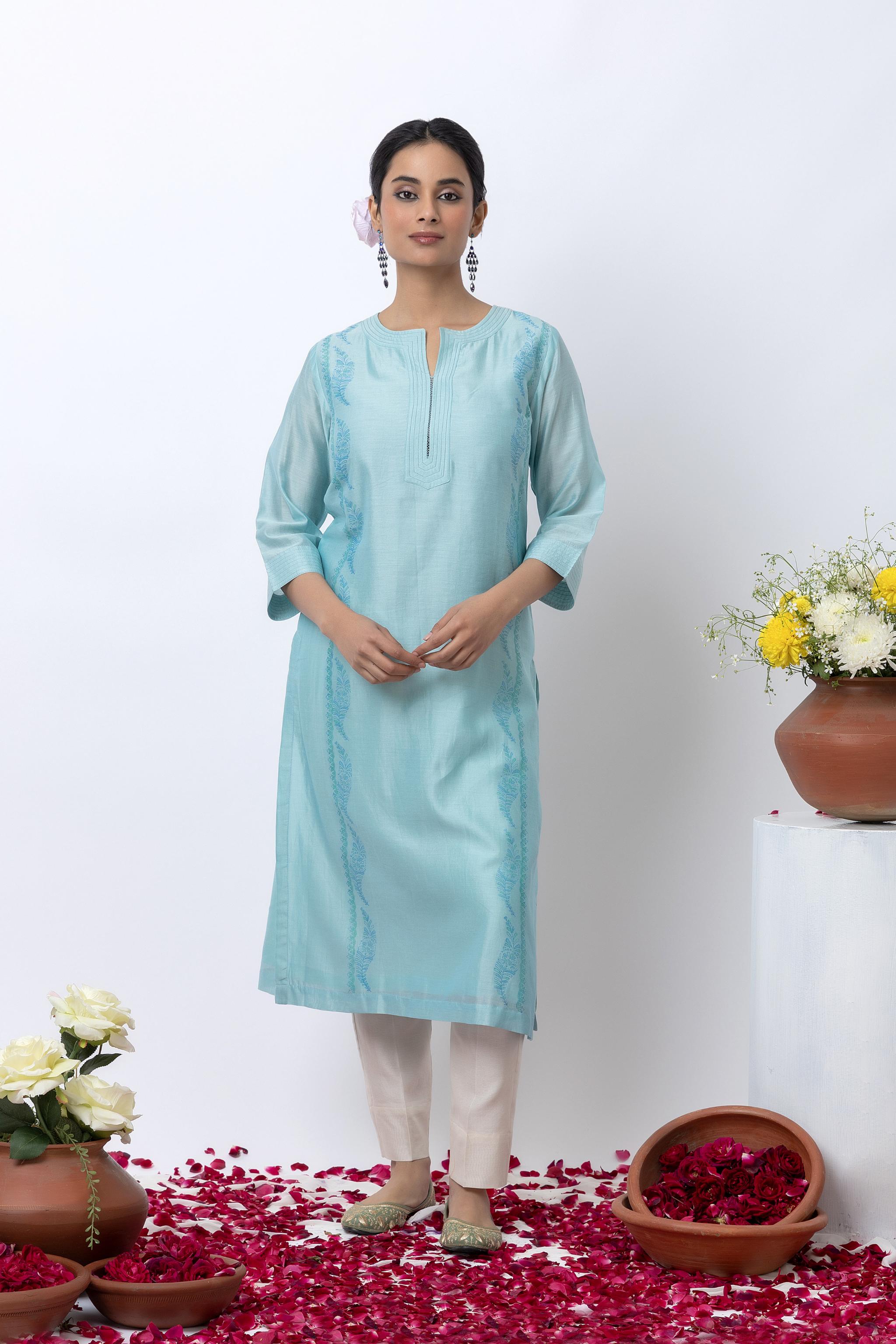Embroidered Chanderi Suit