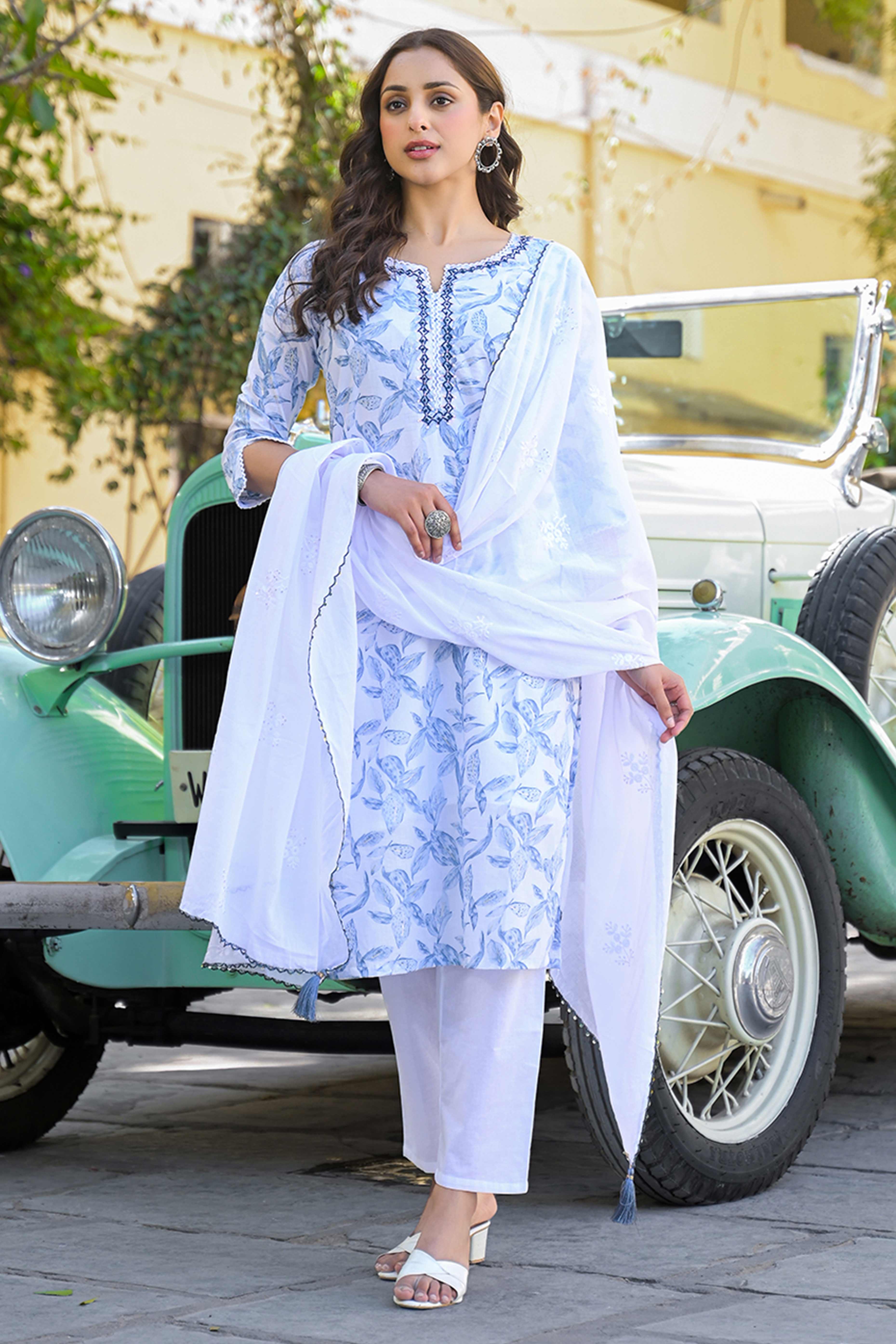 Printed Cotton Suit With Dupatta