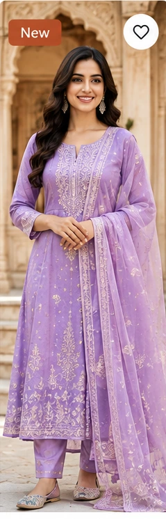 Chanderi Suit With Organza Dupatta